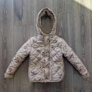 Disney Mickey Mouse Quilted Puffer Jacket Kids 5T Fleece Lined Hooded Full Zip